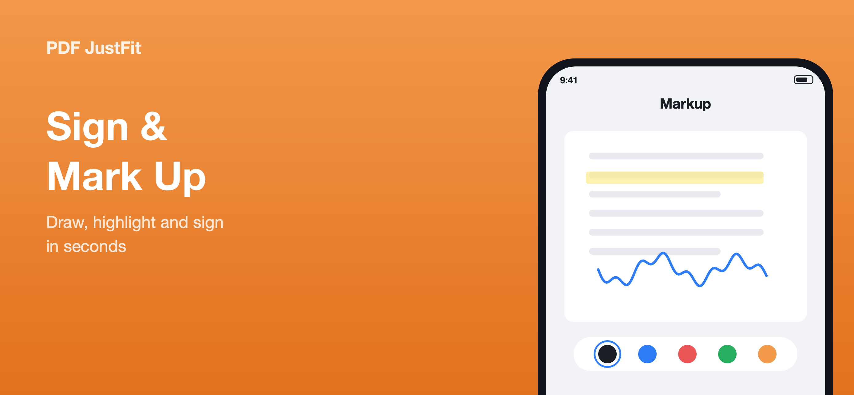 PDF JustFit markup tools for highlighting, drawing and signing a PDF